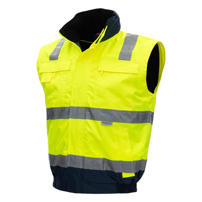 NITRAS MOTION TEX VIZ PLUS, vysoce viditelná pilotní bunda, neonově žlutá / tmavě modrá