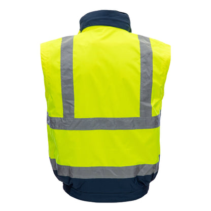NITRAS MOTION TEX VIZ PLUS, vysoce viditelná pilotní bunda, neonově žlutá / tmavě modrá
