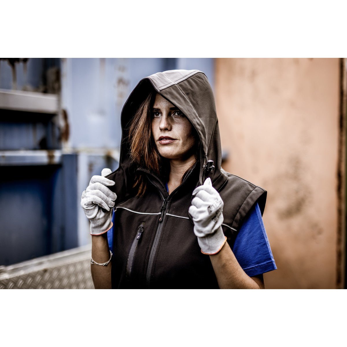 NITRAS removable hood, gray / black, OEKO-TEX polyester: 94%; Elastan: 6% | Balení (1 kus)