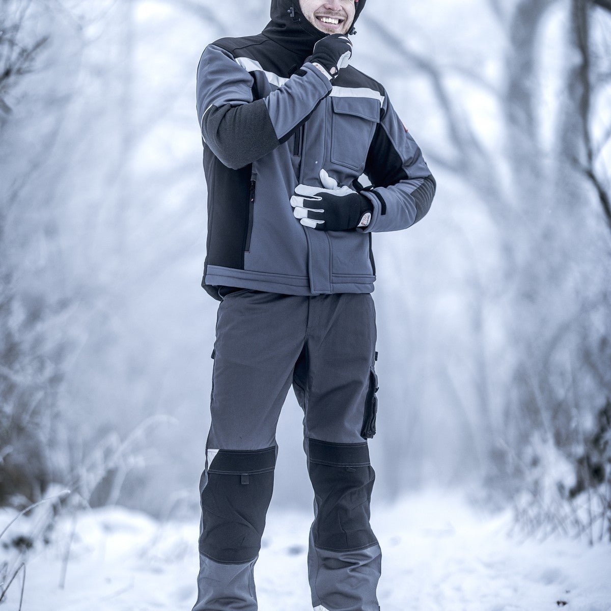 NITRAS DEXTER WINTER, rukavice pro mechaniky, šedá / černá