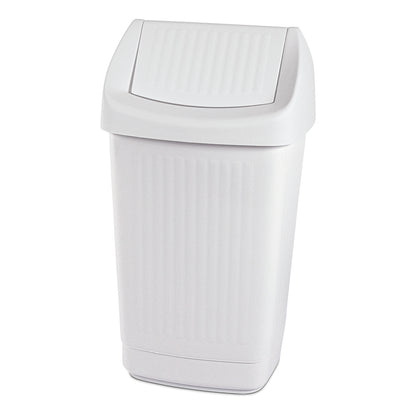 Der Nölle Profi Brush Schwingdeckeleimer weiß von Nölle Profi Brush Bürsten- & Pinseltechnik e.K. ist ein rechteckiger Mülleimer mit Schwingdeckel und gerillter Oberfläche - ideal für hygienische Abfallentsorgung vor neutralem Hintergrund.