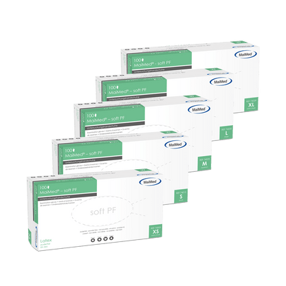 MaiMed-soft PF latexové vyšetřovací rukavice nesterilní bez pudru 100 kusů/krabice