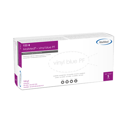 MaiMed-vinyl blue PF, nesterilní, bezpudrové vinylové vyšetřovací rukavice 100 kusů/krabice