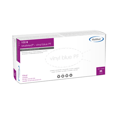 MaiMed-vinyl blue PF, nesterilní, bezpudrové vinylové vyšetřovací rukavice 100 kusů/krabice