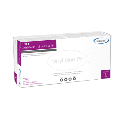 MaiMed-vinyl blue PF, nesterilní, bezpudrové vinylové vyšetřovací rukavice 100 kusů/krabice