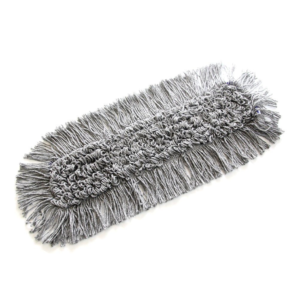 TASKI Jonmaster Allround Mop společnosti Diversey Deutschland GmbH & Co. OHG je obdélníková šedá mopová hlava se silnými, zkroucenými mikrovláknovými prameny a třásňovým okrajem pro efektivní čištění, zobrazená na bílém pozadí.