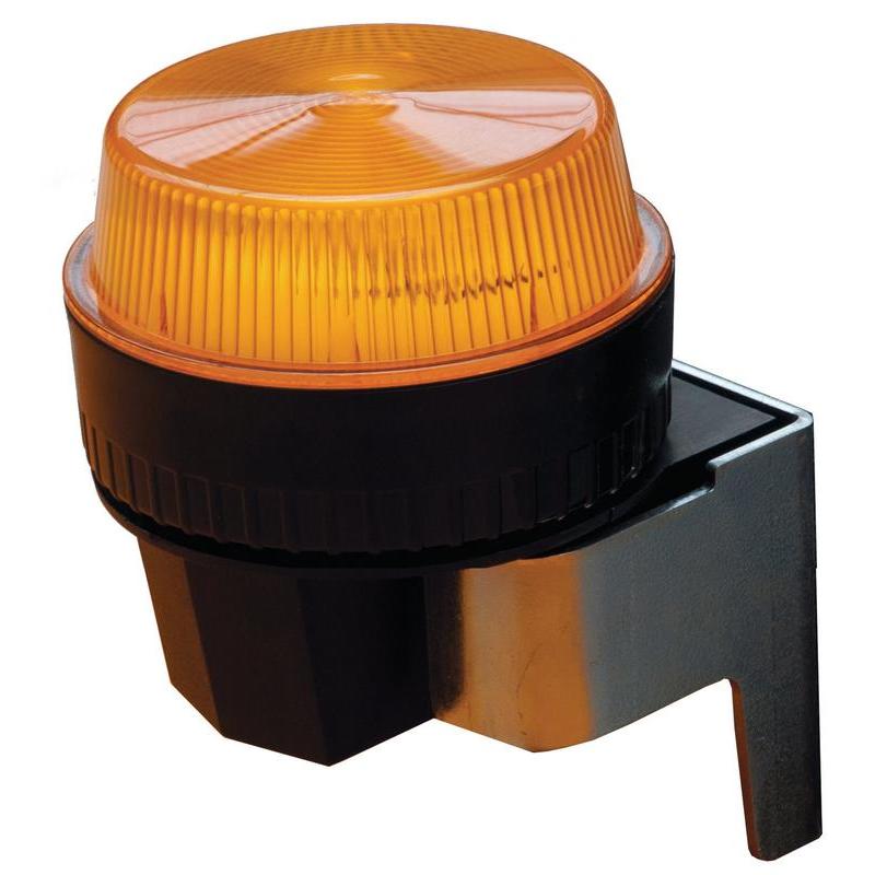 Detailní záběr na Diversey Blitzlichtset swingo 4000/5000, žluté výstražné světlo s černou základnou a držákem pro TASKI swingo 4000/5000 stroje - ideální pro profesionální úklidové úkoly.