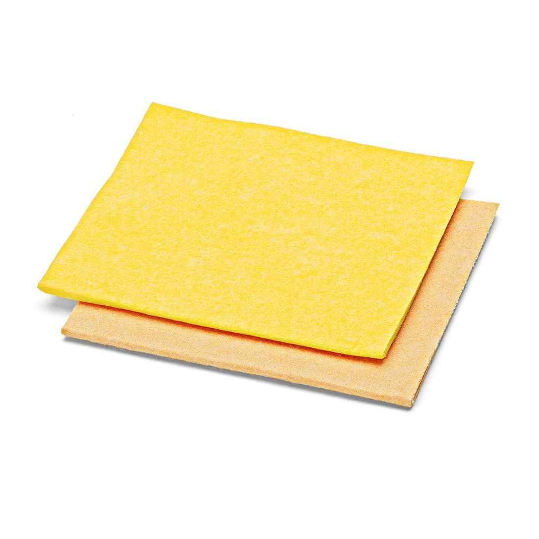 Dva obdélníkové Nölle Profi Brush univerzální utěrky z netkané textilie (40x38 cm, barevně tříděné) jsou naskládány na bílém podkladu, přičemž žlutý hadřík mírně překrývá béžový hadřík pod ním. Balení obsahuje 20 hadříků.