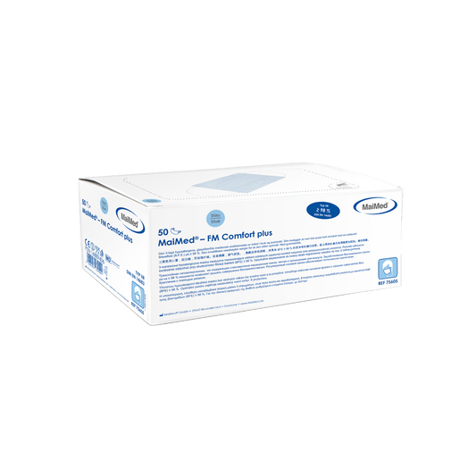 MaiMed-FM C plus., maska, unst. s gumovou chirurgickou maskou, nesterilní, 3vrstvá, modrá, 50 ks/krabice | Krabice (50 kusů)