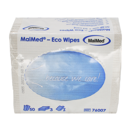 MaiMed- Eco Wipes - utěrka a pečující hadřík, 28x33cm recyklovaný papír, přírodní bílá, 3-vrstvý, 50 kusů/balení | Balení (50 kusů)