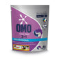 Znovu uzavíratelný sáček s Omo Professional Active Clean 3in1 kapslemi od Diversey Deutschland GmbH & Co. OHG, s vynikajícím odstraněním skvrn při praní ve studené vodě, s 80 praními na balení a informacemi v němčině a angličtině.