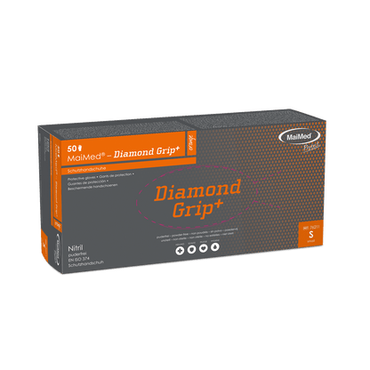MaiMed-Diamond Grip+ oranžové, nesterilní nitrilové rukavice bez latexu