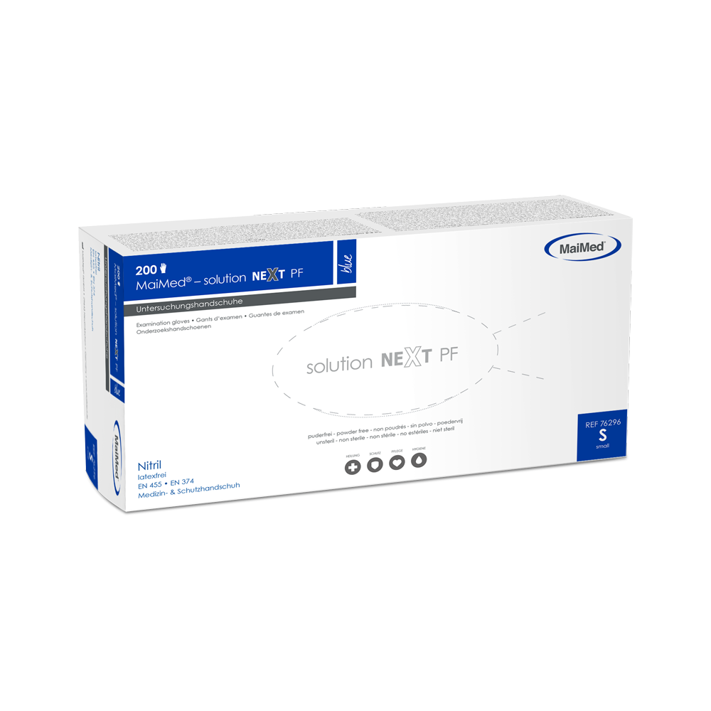 MaiMed-solution next modré nitrilové rukavice, nesterilní, bez latexu, 200 kusů/krabice