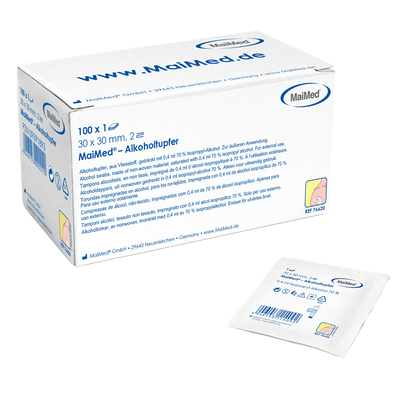 Meditrade alkohol Svab 30 x 30 mm bílá netkaná látka Two -Layer | Box (100 kusů)