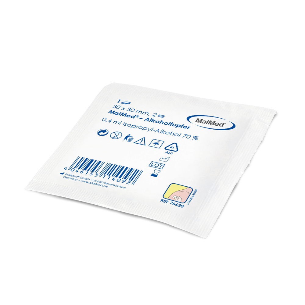 Meditrade alkohol Svab 30 x 30 mm bílá netkaná látka Two -Layer | Box (100 kusů)