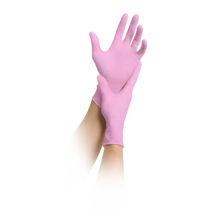 MaiMed-solution 100 růžové nesterilní, bezpudrové rukavice bez latexu, modré, 100 kusů/krabice