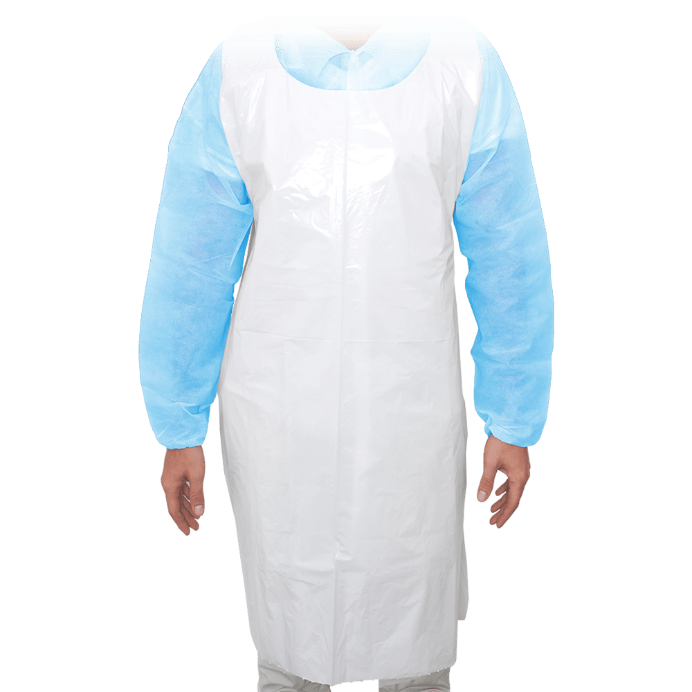 MaiMed-Apron Light PE, zástěra z PE 75x120cm bílá, 100 kusů/bal, blokovaná, hladký povrch | Balení (100 kusů)