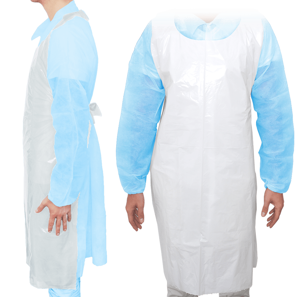 MaiMed-Apron Light PE, zástěra z PE 75x120cm bílá, 100 kusů/bal, blokovaná, hladký povrch | Balení (100 kusů)