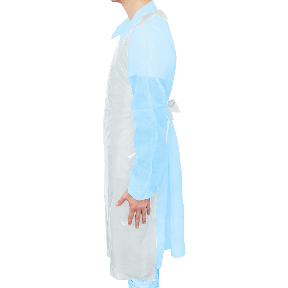 MaiMed-Apron Light PE, zástěra z PE 75x120cm bílá, 100 kusů/bal, blokovaná, hladký povrch | Balení (100 kusů)