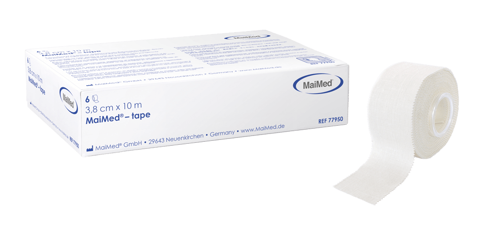 Lepicí náplast MaiMed-tape 3,8cm x 10m ze 100% bavlny, 6 kusů/krabice | Krabice (6 kusů)