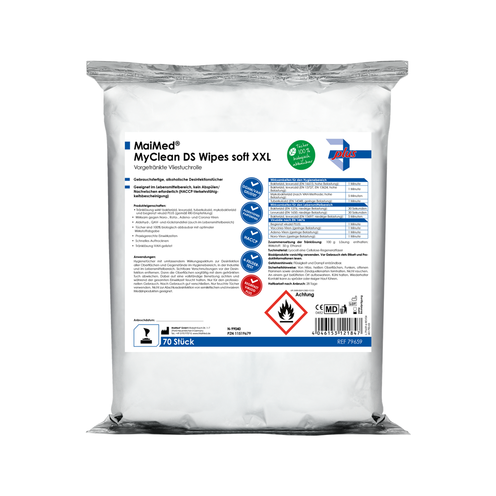 MaiMed MyClean DS Wipes soft XXL - 70 listů předem namočených MaiMed MyClean DS | Balení (70 listů)