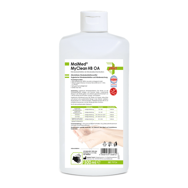 MaiMed MyClean HB OA dezinfekce rukou biocidní, bez alkoholu, 500 ml/láhev, 1 kus | Láhev (500 ml)