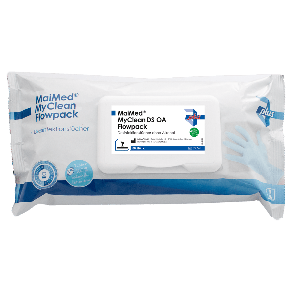MaiMed MyClean DS OA Flowpack, 80 listů 20x20 cm, napuštěné ubrousky | Balení (80 kusů)