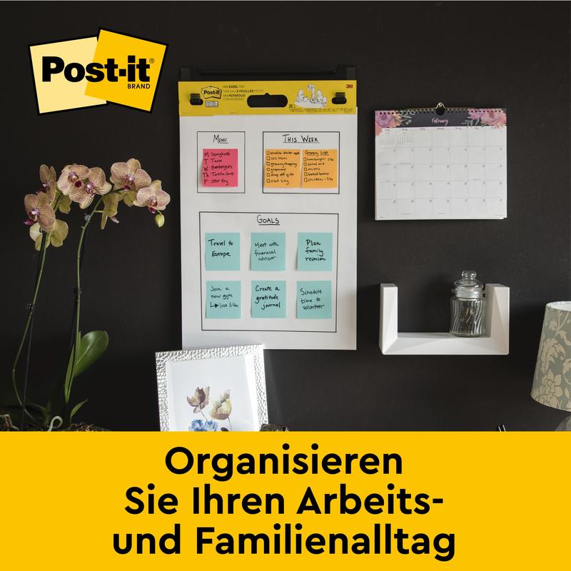 Kancelářská stěna s Post-it® Super Sticky samolepicím schůzkovým grafem od 3M Deutschland GmbH (58,4 x 50,8 cm), ideální pro rychlé schůzky a organizaci v každodenním životě. Obsahuje 6 bloků po 20 listech, PEFC certifikováno.