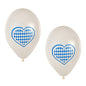 Dva PAPSTAR balónky "Bayrisch Blau" (Ø 25 cm) od PAPSTAR GmbH s klasickým modro-bílým diamantovým srdcem jsou zobrazeny vedle sebe - ideální dekorace na Oktoberfest z 20dílného party balení.