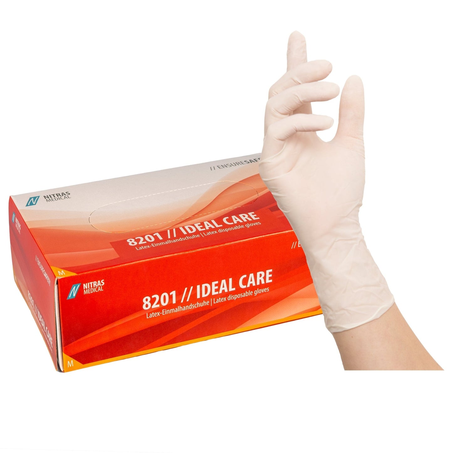 NITRAS IDEAL CARE, latexové jednorázové rukavice, bílé