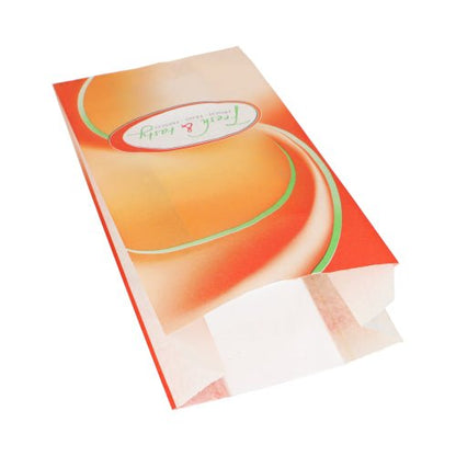 Starpak 1000 sáčků s průhledným pruhem (33x16x8,7 cm) v bílé barvě s designem „Fresh & Tasty“ leží ploché a otevřené na bílém pozadí, ideální pro skladování potravin. Ze smršťovací fólie. Balení obsahuje 1000 sáčků.