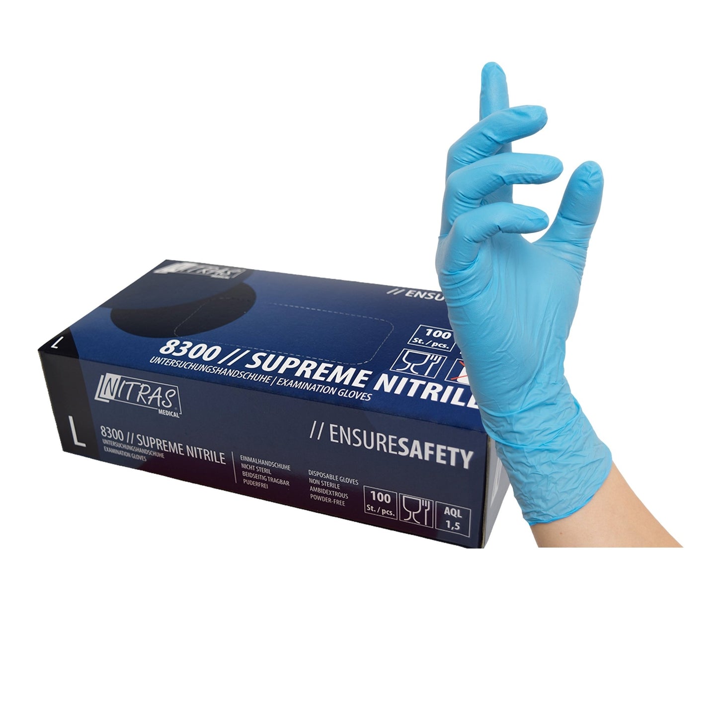 NITRAS SUPREME NITRILE, nitrilové jednorázové rukavice, modré