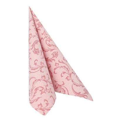 Bordó PAPSTAR-ubrousek z ROYAL kolekce (40 x 40 cm, 1/4-sklad) od PAPSTAR GmbH je vzpřímeně složený do stojícího trojúhelníku a stojí na jednoduchém bílém pozadí.