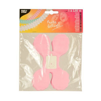 Papírová girlanda PAPSTAR, Ø 16 cm, barevně tříděná "Pastel", je složená v průhledném sáčku s horní etiketou od PAPSTAR GmbH - ideální pro pastelovou party dekoraci.