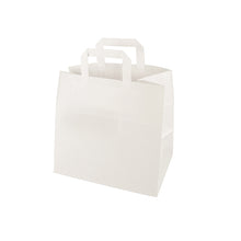 Jedna PAPSTAR taška z bílého papíru (25x26x17 cm) s držadlem od PAPSTAR GmbH, vyfotografovaná jako samostatné balení na bílém pozadí.