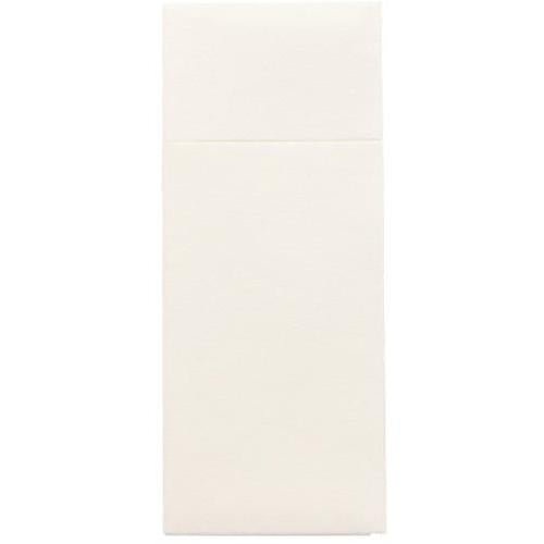 Starpak 480 kapsy na příbory jsou obdélníkové, krémové Airlaid obálky (40 x 33 cm) s klopou a záhybem na příbory, ideální pro hygienickou prezentaci příborů. Značka: Starpak. Zobrazeno na jednoduchém bílém pozadí.