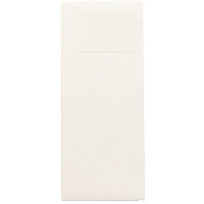 Starpak 480 kapsy na příbory jsou obdélníkové, krémové Airlaid obálky (40 x 33 cm) s klopou a záhybem na příbory, ideální pro hygienickou prezentaci příborů. Značka: Starpak. Zobrazeno na jednoduchém bílém pozadí.