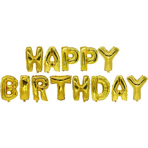 Fóliové balónkové sety „Happy Birthday“ společnosti PAPSTAR GmbH zobrazují zprávu ve zlaté fólii ve dvou řadách – ideální pro každou narozeninovou oslavu.