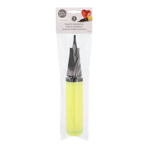 Čerpadlo PAPSTAR pro fóliové balónky ve žluté barvě (28x4,5 cm) od PAPSTAR GmbH je dodáváno v průhledném sáčku s etiketou obsahující informace o produktu, a je tak nezbytným party doplňkem pro každou oslavu.