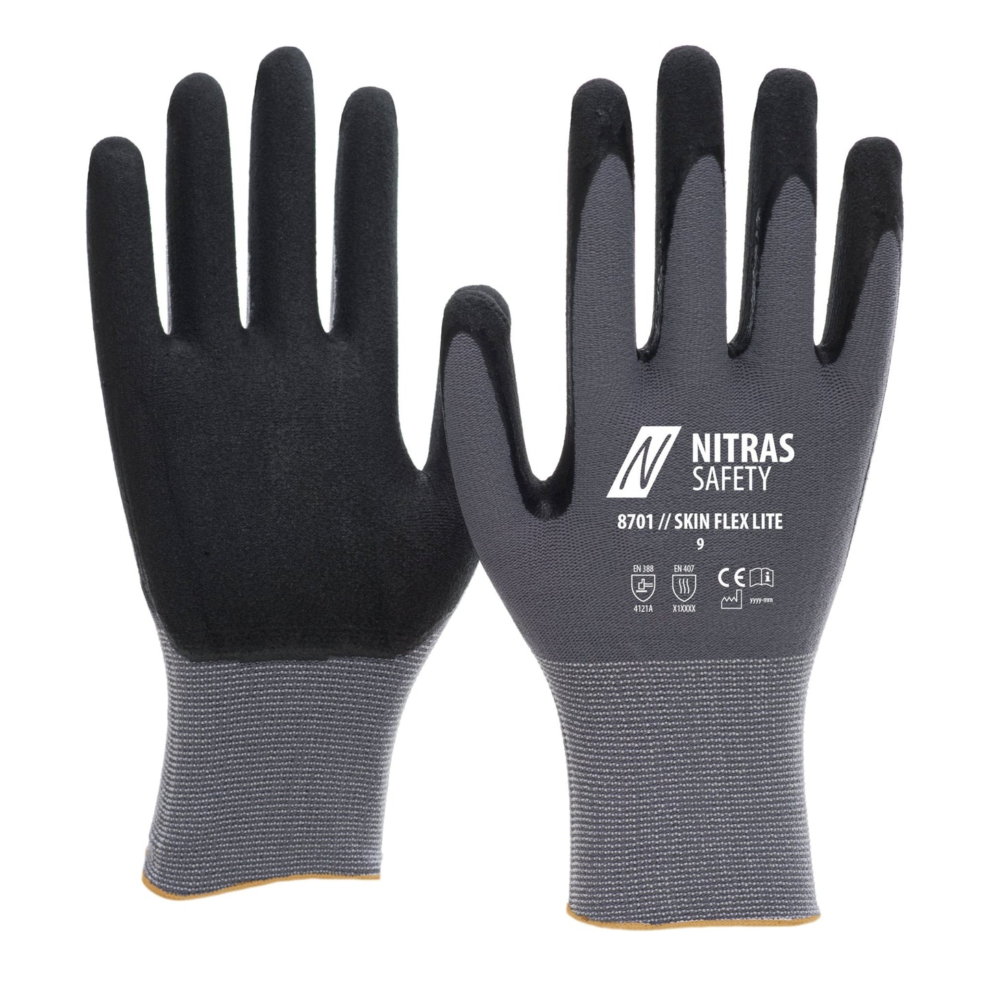 NITRAS SKIN FLEX LITE, montážní rukavice, šedá / černá