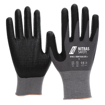NITRAS SKIN FLEX LITE+, montážní rukavice, šedá / černá