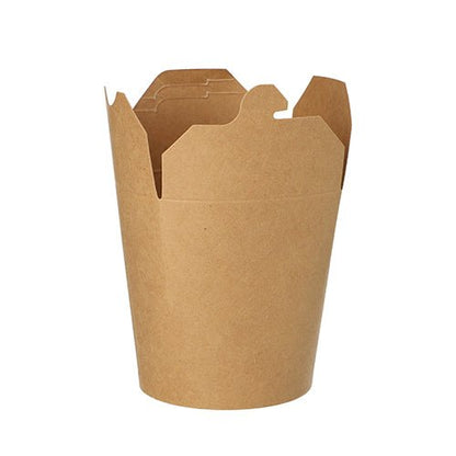 Jedna PAPSTAR 25 snack boxů, karton hranatý hnědý od {{0bdca3519e8ef6e19d9535a11d859c9f}} GmbH stojí otevřená se čtyřmi vzpřímenými klapkami, prázdná a na bílém pozadí.
