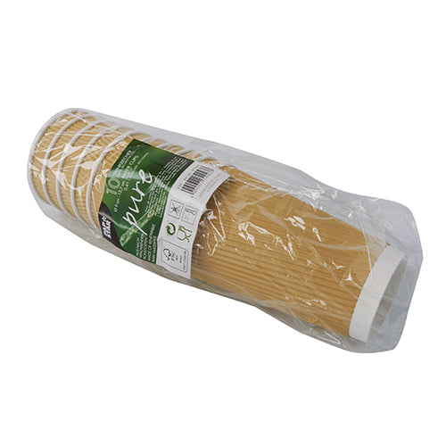 Stoh PAPSTAR s.r.o. papírových kelímků (Ø 9 cm, 13,7 cm vysoký, Ripple Wall) v průhledné plastové fólii se zeleno-bílou etiketou; balení obsahuje 10 kusů.