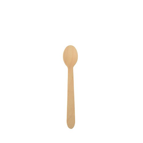Jeden PAPSTAR dřevěná lžička "pure" (11 cm) ze dřeva s kulatou hlavou lžičky a rovným držadlem leží uprostřed na bílém pozadí. Ideální pro kávu a dezerty, 10 kusů na sáček, od PAPSTAR GmbH.