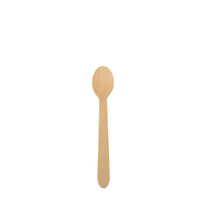 Jeden PAPSTAR dřevěná lžička "pure" (11 cm) ze dřeva s kulatou hlavou lžičky a rovným držadlem leží uprostřed na bílém pozadí. Ideální pro kávu a dezerty, 10 kusů na sáček, od PAPSTAR GmbH.