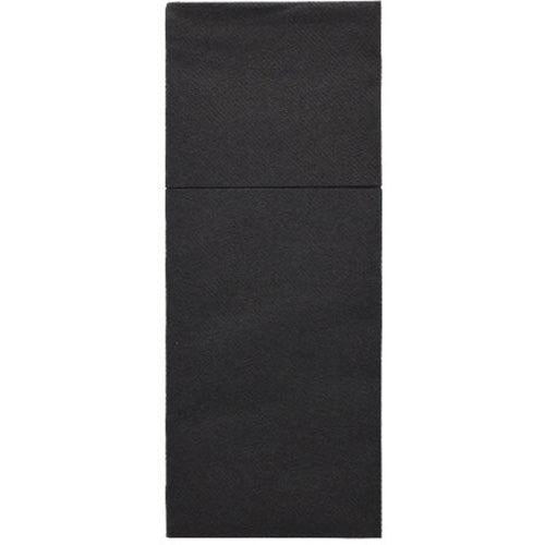 Starpak 100 kapsy na příbory, Airlaid 40x48 cm se záhybem na příbory, se vyznačují elegantním černým obdélníkovým designem s jemným horizontálním rozdělením a strukturovaným povrchem Airlaid, který připomíná elegantní stolní dekoraci.