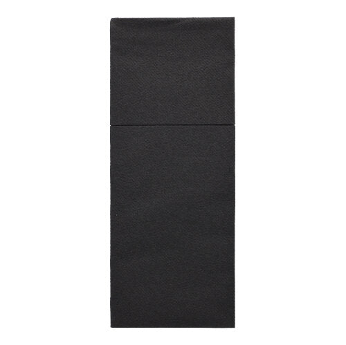 Starpak 100 kapsy na příbory, černé Airlaid ubrousky (40x48 cm) se záhybem na příbory, jsou ideální pro stylovou stolní dekoraci a prezentaci kapes na příbory na bílém pozadí.