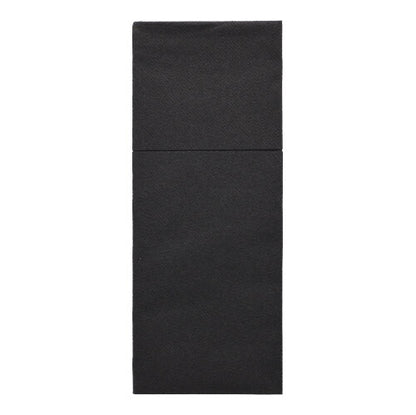 Starpak 100 kapsy na příbory, černé Airlaid ubrousky (40x48 cm) se záhybem na příbory, jsou ideální pro stylovou stolní dekoraci a prezentaci kapes na příbory na bílém pozadí.