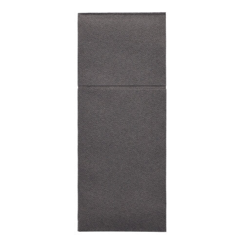 Starpak 100 kapsy na příbory, Airlaid 40×48 cm se záhybem na příbory, jsou tmavě šedá, obdélníková, strukturovaná podložka, která je rozdělena horizontální linií a plochá na bílém pozadí – ideální pro moderní stolní dekoraci.