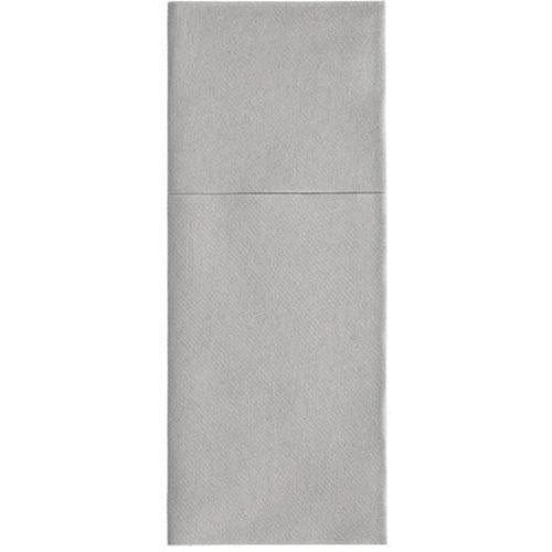 Starpak 100 kapsy na příbory, Airlaid 40 cm x 48 cm se záhybem na příbory, jsou světle šedé, do třetin složené obdélníkové ubrousky s horním záhybem – ideální pro elegantní stolní dekoraci nebo jako stylové kapsy na příbory.